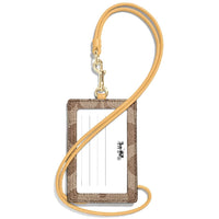 Coach Logo ID Card Holder Lanyard Necklace-Wallets & Clutches-Coach-Yellow/Tan/Brown-JustGorgeousStudio.com
