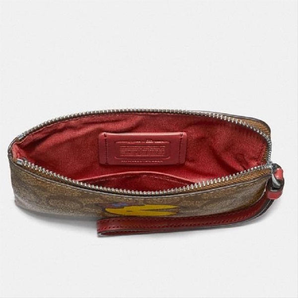 Coach Bags | Large Corner Zip Wristlet in Signature Canvas | Color: Black/Brown | Size: Os | Laguerr's Closet