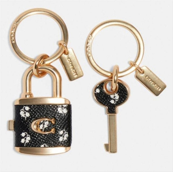 Coach Padlock Bag Charm-Lock & Key, Key Holders, Luggage Tags-Coach-Black/Gold-JustGorgeousStudio.com