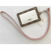 Coach Pink ID Card Holder Wallet with Lanyard Strap-Wallets & Clutches-Coach-Pink/Tan/Brown-JustGorgeousStudio.com