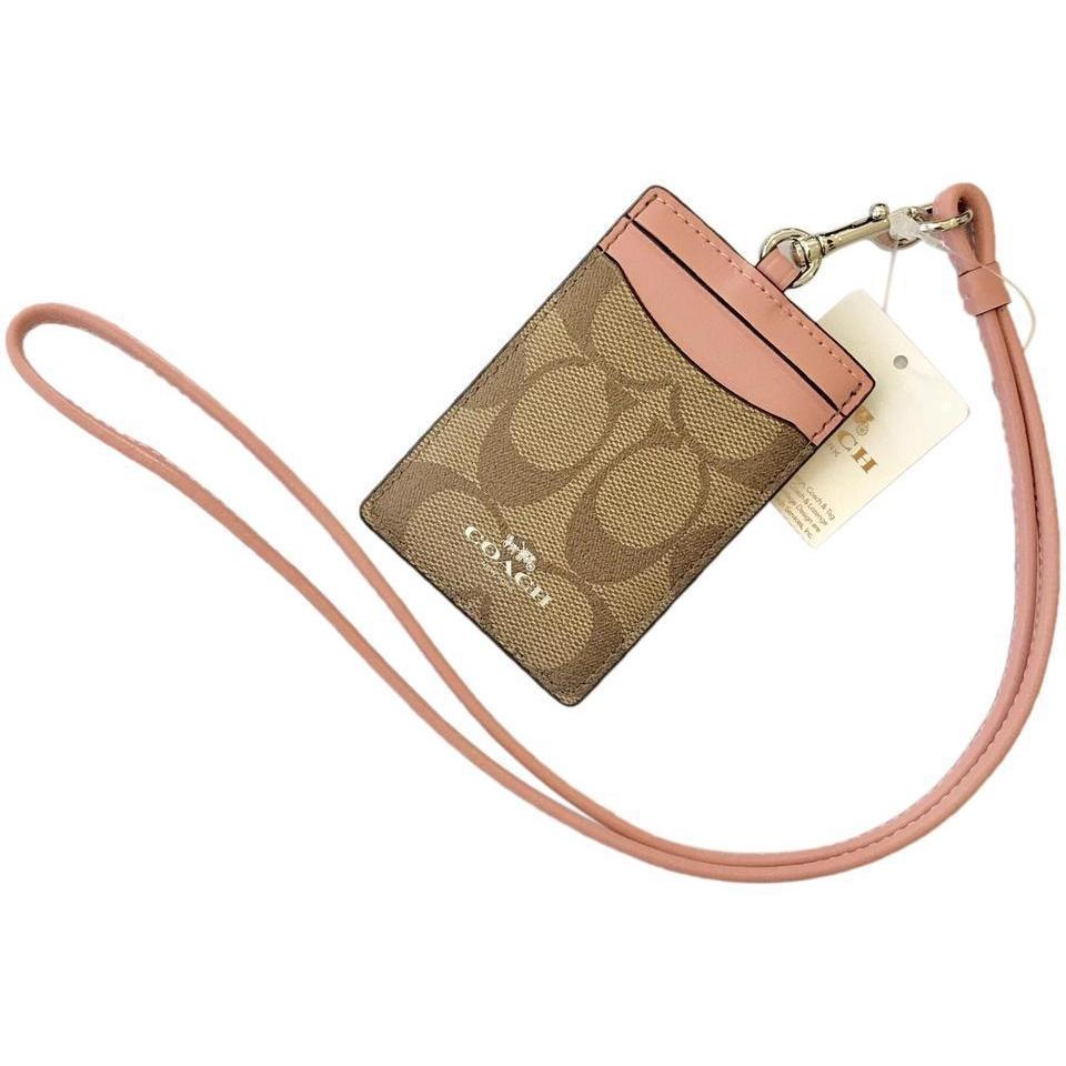 Coach Pink and White Leather Animal Card Holder For Sale at 1stDibs