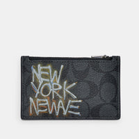 Coach X Jean Michel Basquiat Zip Card Case In Signature Canvas-Wallets & Clutches-Coach-JustGorgeousStudio.com