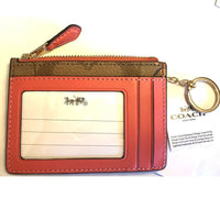 Coach Zippy Pouch Wallet Keychain-Wallets & Clutches-Coach-Pink/Tan/Brown/Red-JustGorgeousStudio.com
