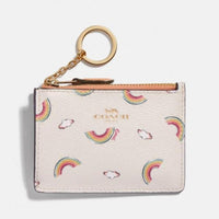Coach Zippy Pouch Wallet Keychain-Wallets & Clutches-Coach-White/Pink/Rainbow-JustGorgeousStudio.com