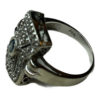Antique Victorian Edwardian Style Blue Diamond Ring