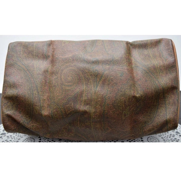 Etro Paisley Printed Travel Bag with Lock Brown Leather ref.961285