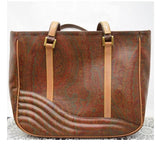 Etro Paisley Waves Tote Bag-Bags-Etro-Tan/wine-JustGorgeousStudio.com