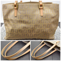 Fendi Zucca Pattern Hand Tote Beige-Bags-Fendi-Beige/Tan-JustGorgeousStudio.com