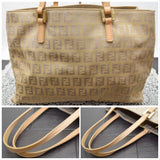 Fendi Zucca Pattern Hand Tote Beige-Bags-Fendi-Beige/Tan-JustGorgeousStudio.com