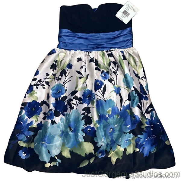 Gorgeous Floral Dress - Small-Clothing, Shoes & Accessories-Trixxi-Blue/black/white-Small-JustGorgeousStudio.com