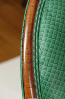 Green Victorian Settee with Casters-Art & Antiques-Just Gorgeous Studio-Green/Brown-JustGorgeousStudio.com