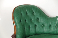 Green Victorian Settee with Casters-Art & Antiques-Just Gorgeous Studio-Green/Brown-JustGorgeousStudio.com