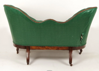 Green Victorian Settee with Casters-Art & Antiques-Just Gorgeous Studio-Green/Brown-JustGorgeousStudio.com