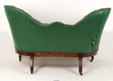 Green Victorian Settee with Casters-Art & Antiques-Just Gorgeous Studio-Green/Brown-JustGorgeousStudio.com