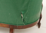 Green Victorian Settee with Casters-Art & Antiques-Just Gorgeous Studio-Green/Brown-JustGorgeousStudio.com