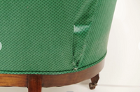 Green Victorian Settee with Casters-Art & Antiques-Just Gorgeous Studio-Green/Brown-JustGorgeousStudio.com