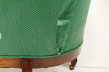 Green Victorian Settee with Casters-Art & Antiques-Just Gorgeous Studio-Green/Brown-JustGorgeousStudio.com