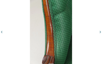 Green Victorian Settee with Casters-Art & Antiques-Just Gorgeous Studio-Green/Brown-JustGorgeousStudio.com