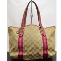 Gucci Charm Monogram GG Tote-Bags-Gucci-Brown/fuschia-JustGorgeousStudio.com
