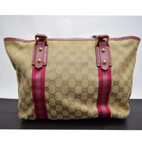 Gucci Charm Monogram GG Tote-Bags-Gucci-Brown/fuschia-JustGorgeousStudio.com