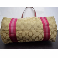Gucci Charm Monogram GG Tote-Bags-Gucci-Brown/fuschia-JustGorgeousStudio.com