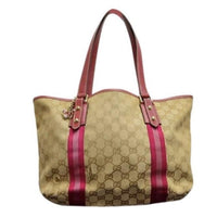 Gucci Charm Monogram GG Tote-Bags-Gucci-Brown/fuschia-JustGorgeousStudio.com