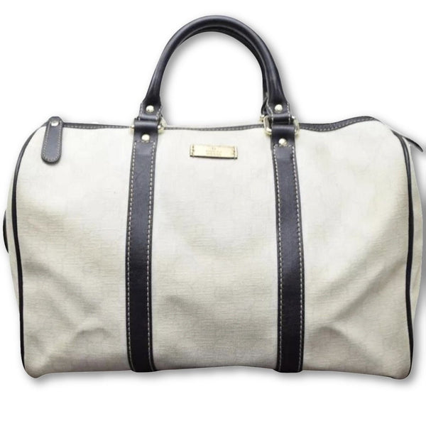 Gucci Exclusive Limited Edition Joy 223982 White & Black Supreme Canvas Boston Bag-Bags-Gucci-White/black-JustGorgeousStudio.com