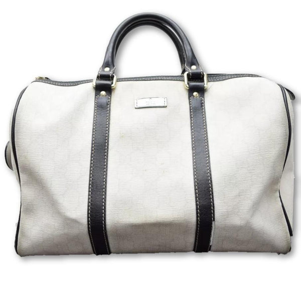 Gucci Exclusive Limited Edition Joy White & Black Supreme Canvas Boston Bag-Bags-Gucci-White/black-JustGorgeousStudio.com