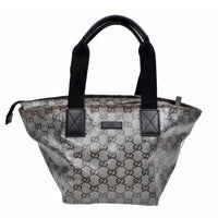 Gucci Monogram GG Tote with Web Handles-Bags-Gucci-Navy/Silver-JustGorgeousStudio.com