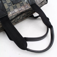 Gucci Monogram GG Tote with Web Handles-Bags-Gucci-Navy/Silver-JustGorgeousStudio.com