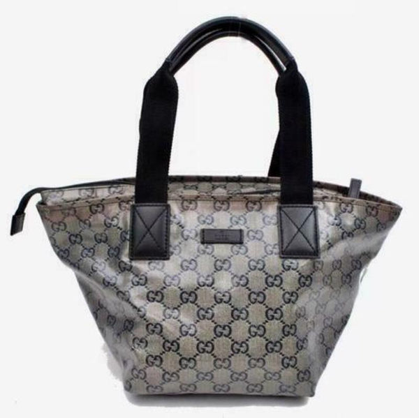 Gucci Monogram GG Tote with Web Handles-Bags-Gucci-Navy/Silver-JustGorgeousStudio.com