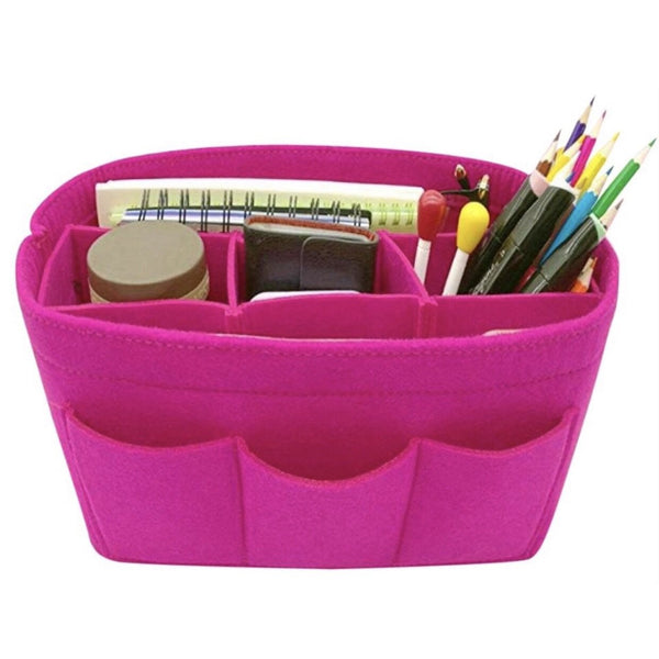 Handbag Purse Organizer Insert Shaper-Bags-Just Gorgeous Studio-8"L x 4"W x 5.5"H-Rose Red/Fuschia/Deep Pink-JustGorgeousStudio.com