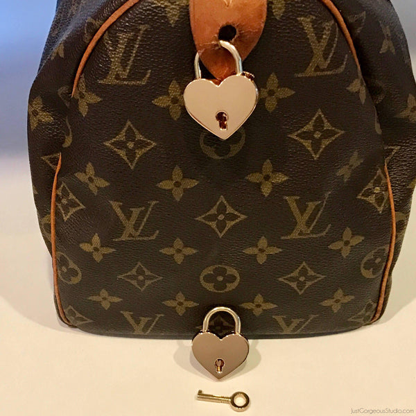 Heart Shaped Padlock & Key-Lock & Key, Key Holders, Luggage Tags-JustGorgeousStudio-Metal-Gold tone-JustGorgeousStudio.com