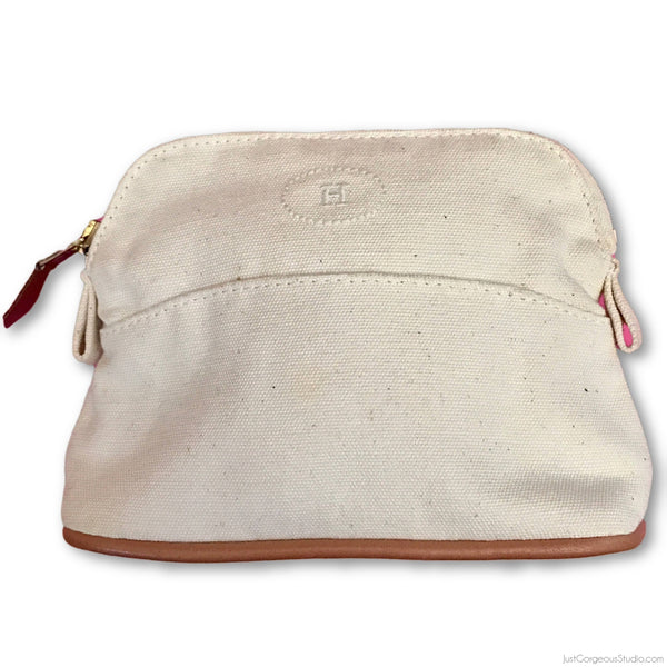 Hermes Bolide Mini Mini Clutch, Toiletry, Makeup, Pouch-Wallets & Clutches-Hermes-Creme/beige-JustGorgeousStudio.com