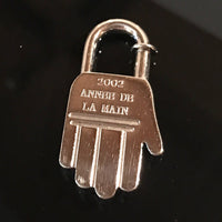 Hermes Cadena Padlock | Année de la Main-Lock & Key, Key Holders, Luggage Tags-Hermes-Silver-JustGorgeousStudio.com