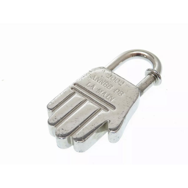 Hermes Cadena Padlock | Année de la Main-Lock & Key, Key Holders, Luggage Tags-Hermes-Silver-JustGorgeousStudio.com