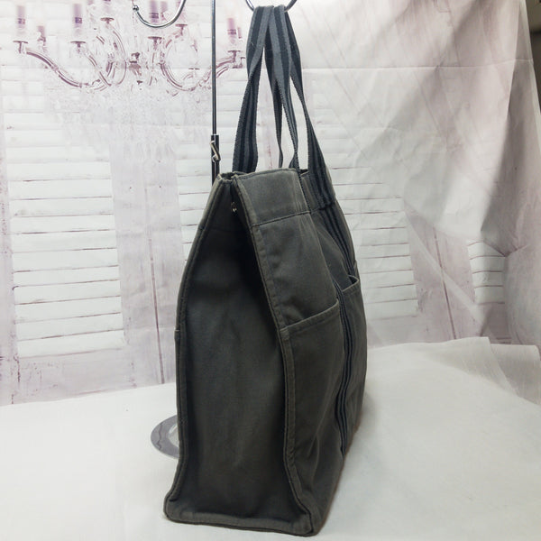 Hermes Grey/Black Canvas Fourre Tout Shopper Tote Hermes