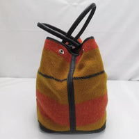 Hermes Garden Party Striped Tote-Bags-Hermes-Black/Orange-JustGorgeousStudio.com