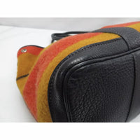 Hermes Garden Party Striped Tote-Bags-Hermes-Black/Orange-JustGorgeousStudio.com