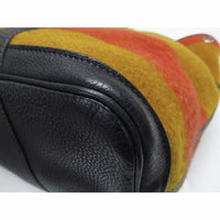 Hermes Garden Party Striped Tote-Bags-Hermes-Black/Orange-JustGorgeousStudio.com