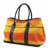 Hermes Garden Party Striped Tote-Bags-Hermes-Black/Orange-JustGorgeousStudio.com