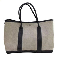 Hermes Garden Party Tote-Bags-Hermes-Black/Creme-JustGorgeousStudio.com