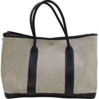 Hermes Garden Party Tote-Bags-Hermes-Black/Creme-JustGorgeousStudio.com