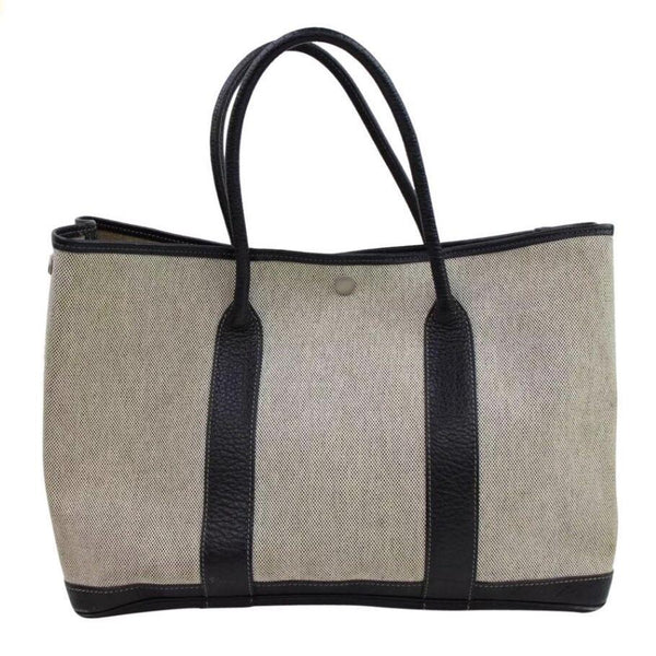 Hermes Black/Grey Canvas Garden Party 36 Tote Bag, Designer Brand, Authentic Hermes