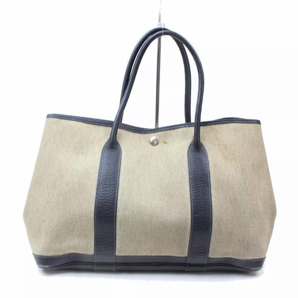 Hermes Garden Party Tote-Bags-Hermes-Black/beige-JustGorgeousStudio.com