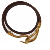 Hermes Hook Necklace-Wrap Bracelet - Brown and Gold-Jewelry, Watches, & Sunglasses-Hermes-Brown/gold-JustGorgeousStudio.com