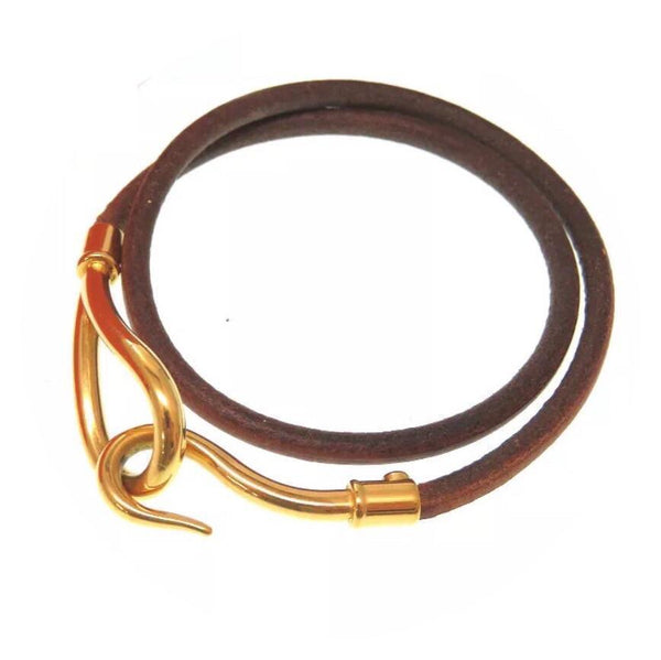Hermes Hook Necklace-Wrap Bracelet - Brown and Gold-Jewelry, Watches, & Sunglasses-Hermes-Brown/gold-JustGorgeousStudio.com
