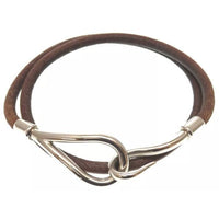 Hermes Hook Necklace-Wrap Bracelet - Brown and Gold-Jewelry, Watches, & Sunglasses-Hermes-Brown/silver-JustGorgeousStudio.com