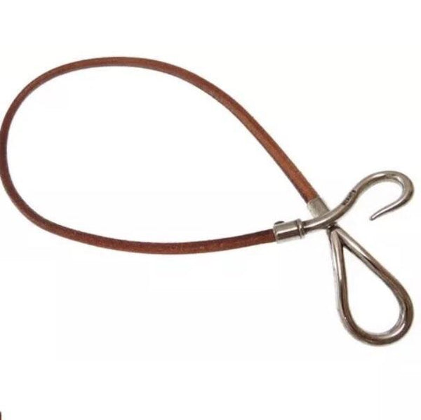 Hermes Hook Necklace-Wrap Bracelet-Jewelry, Watches, & Sunglasses-Hermes-Brown/silver-JustGorgeousStudio.com