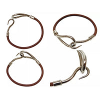 Hermes Jumbo Hook Bracelet in Brown and Silver-Jewelry, Watches, & Sunglasses-Hermes-Brown/Silver-JustGorgeousStudio.com